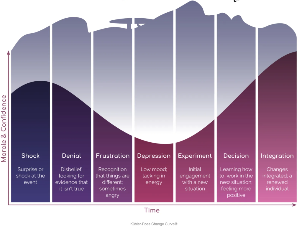 The Human Response to Change: Know where you are on the change curve, trying to adapt to change and how to cope with it to become more resilient. negative change