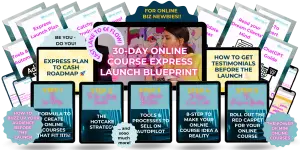 30-Day Online Course Express Launch Blueprint Product Mock-up detailing online course content