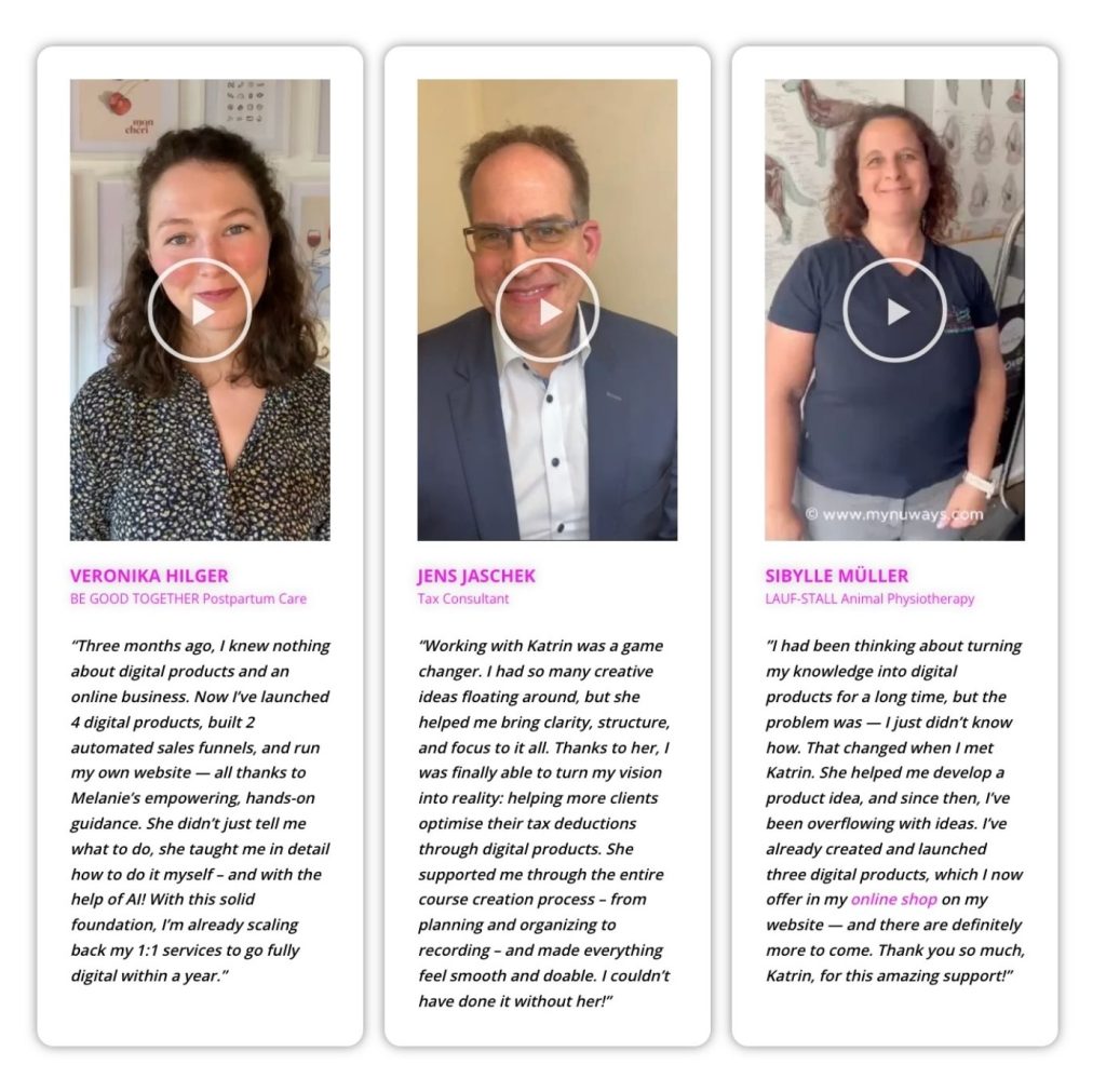 AI-Powered Digital Product Express Builder: From idea to income in just 2 hours! Create and launch your digital product - fast & effortless! client testimonials my nu ways