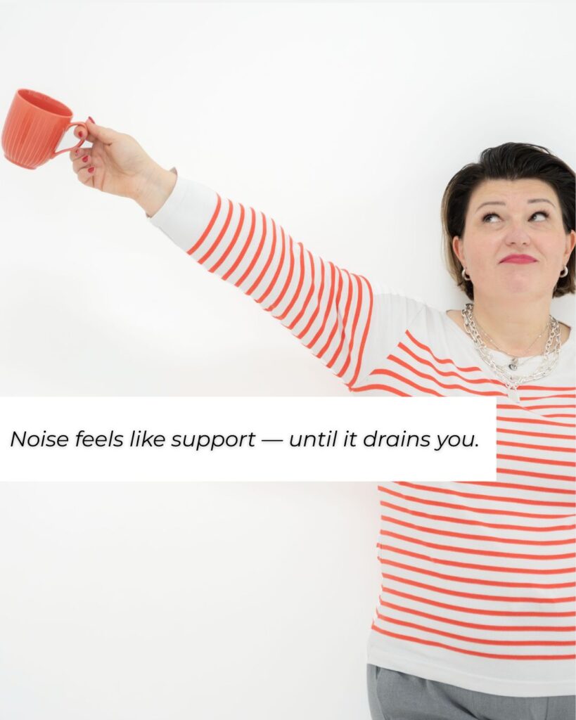 Business owner overwhelmed by constant group chats and advice, reflecting on the need for structured support and clear decision-making. Business Community